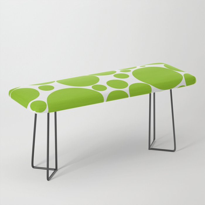 Bubbly Mod Dots Pattern Lime Green and White Bench Gallery Image 1