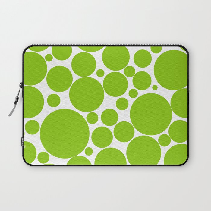 Bubbly Mod Dots Pattern Lime Green and White Laptop Sleeve Gallery Image 1