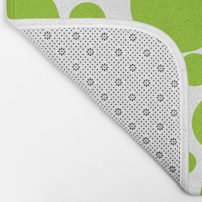 Bubbly Mod Dots Pattern Lime Green and White Bath Mat Gallery Image 2
