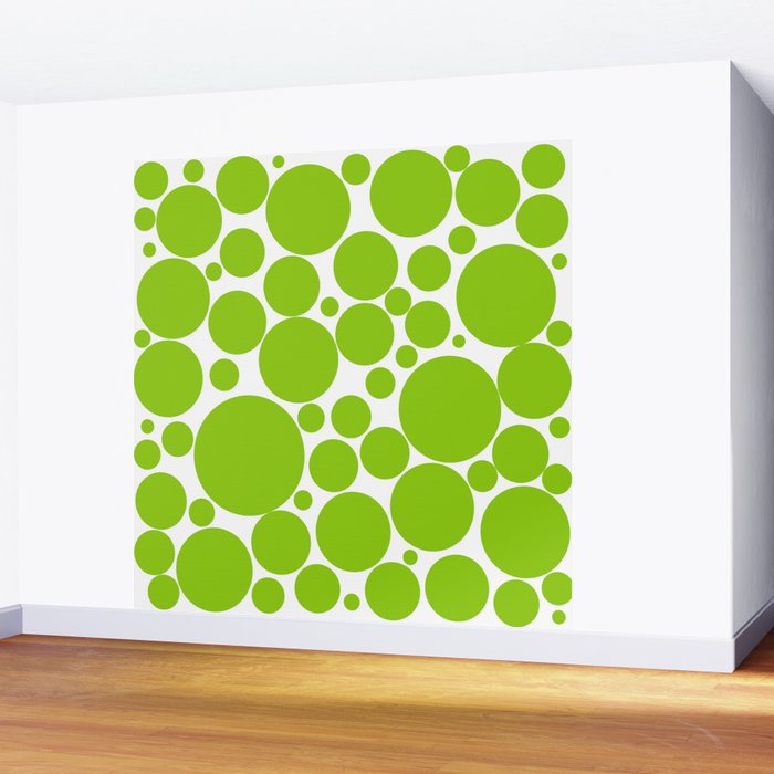 Bubbly Mod Dots Pattern Lime Green and White Wall Mural Gallery Image 2