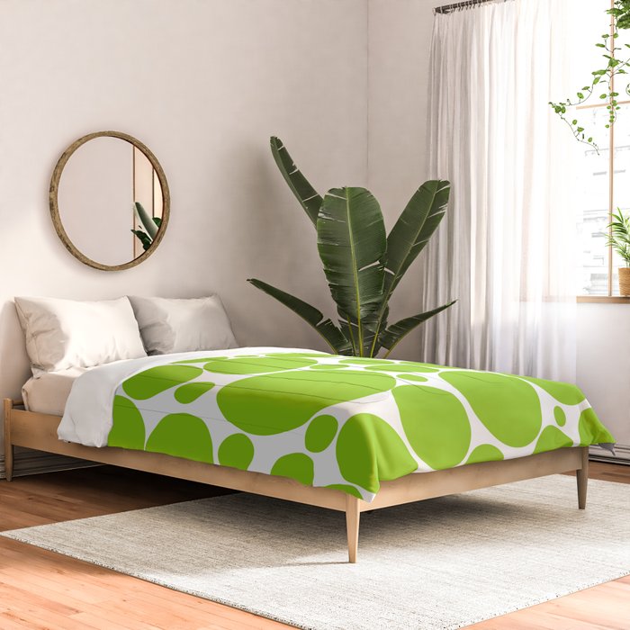 Bubbly Mod Dots Pattern Lime Green and White Comforter Gallery Image 2