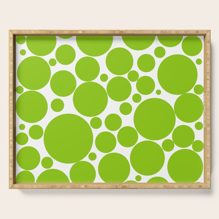 Bubbly Mod Dots Pattern Lime Green and White Serving Tray Gallery Image 1
