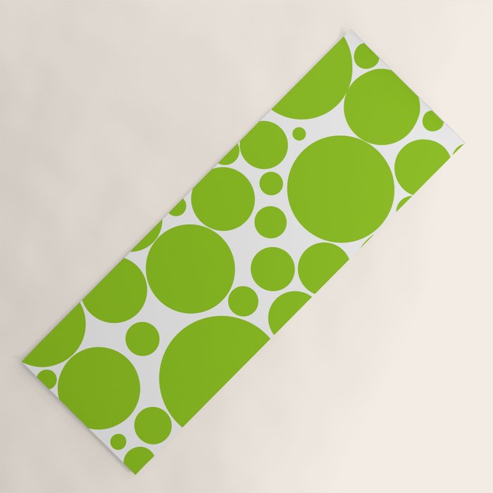 Bubbly Mod Dots Pattern Lime Green and White Yoga Mat Gallery Image 1