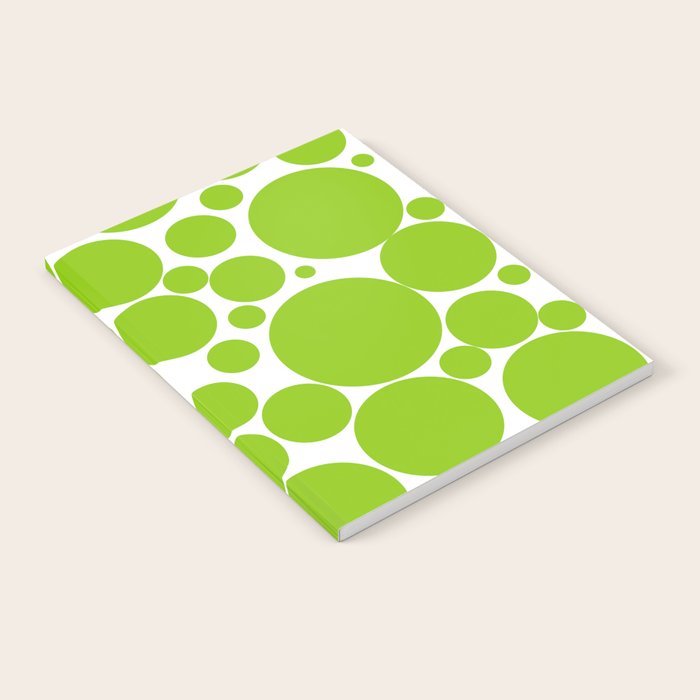 Bubbly Mod Dots Pattern Lime Green and White Notebook Gallery Image 2