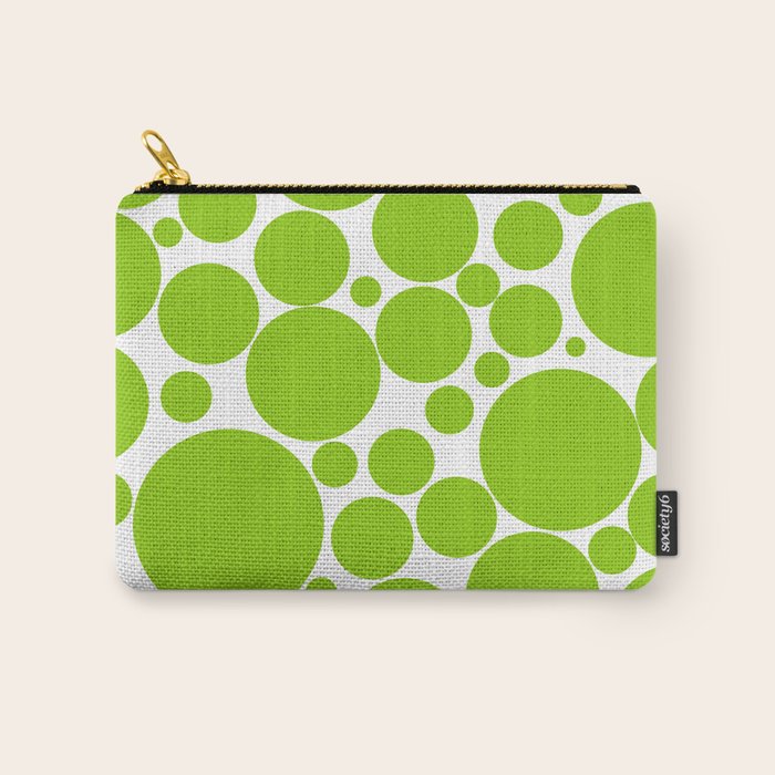 Bubbly Mod Dots Pattern Lime Green and White Carry All Pouch Gallery Image 1