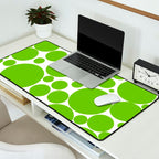 Bubbly Mod Dots Pattern Lime Green and White Desk Mat Gallery Image 2