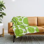 Bubbly Mod Dots Pattern Lime Green and White Throw Blanket Gallery Image 1