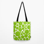 Bubbly Mod Dots Pattern Lime Green and White Tote Bag Gallery Image 2