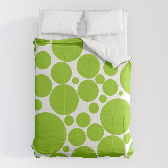 Bubbly Mod Dots Pattern Lime Green and White Comforter Gallery Image 1