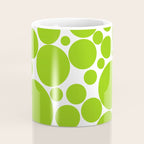 Bubbly Mod Dots Pattern Lime Green and White Coffee Mug Gallery Image 4