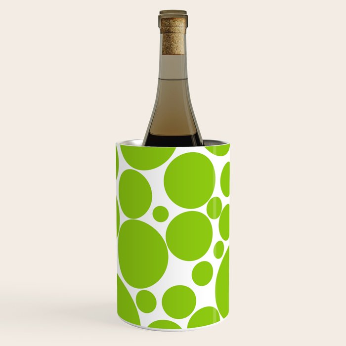 Bubbly Mod Dots Pattern Lime Green and White Wine Chiller Gallery Image 1