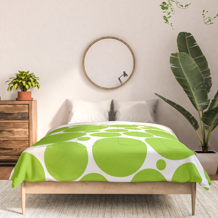 Bubbly Mod Dots Pattern Lime Green and White Comforter Gallery Image 3