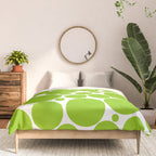 Bubbly Mod Dots Pattern Lime Green and White Comforter Gallery Image 3