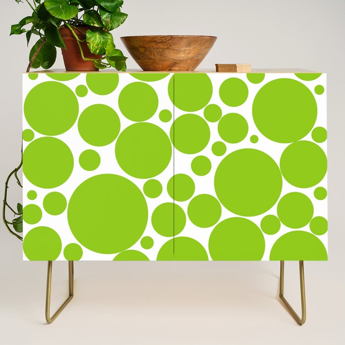 Bubbly Mod Dots Pattern Lime Green and White Credenza Gallery Image 1
