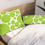 Bubbly Mod Dots Pattern Lime Green and White Pillow Sham Gallery Image 2