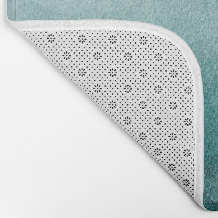 Sunrise in the mountains, dawn, teal, abstract watercolor Bath Mat Gallery Image 2