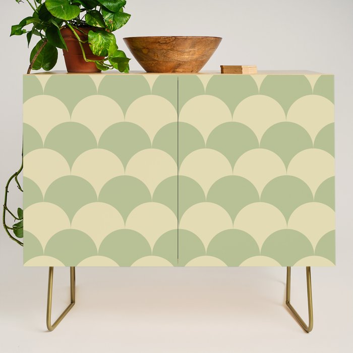 Soft green geometric scallop pattern Credenza Gallery Image 1