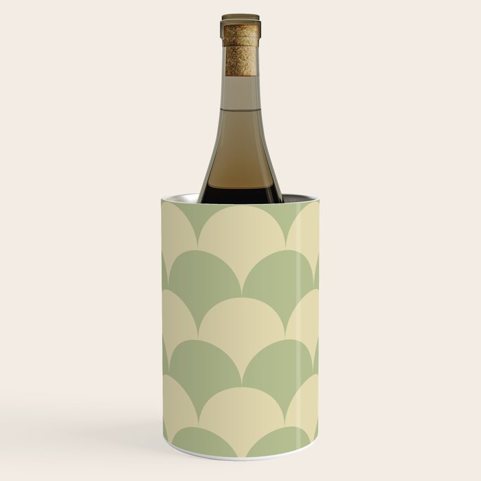 Soft green geometric scallop pattern Wine Chiller Gallery Image 2