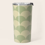 Soft green geometric scallop pattern Travel Mug Gallery Image 2
