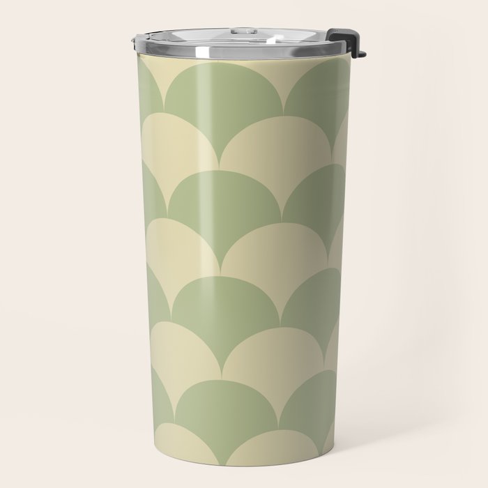 Soft green geometric scallop pattern Travel Mug Gallery Image 2