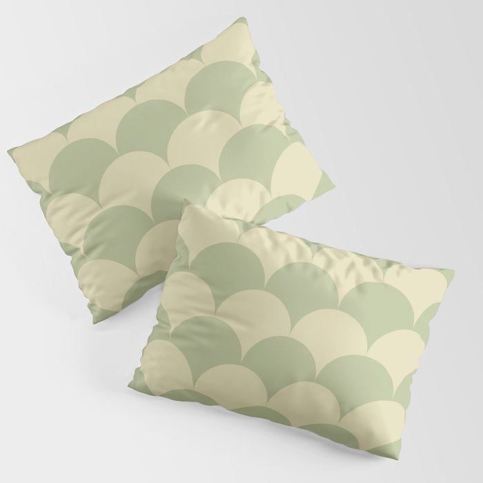Soft green geometric scallop pattern Pillow Sham Gallery Image 1
