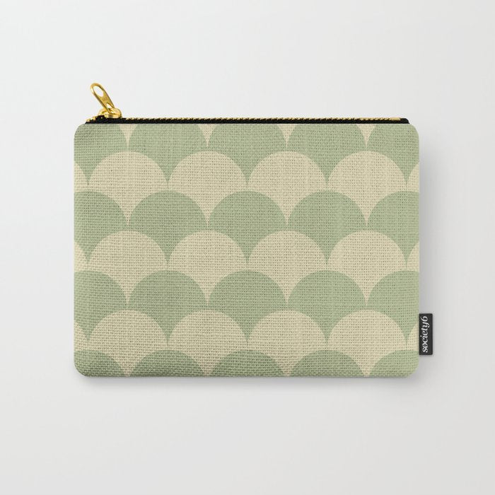Soft green geometric scallop pattern Carry All Pouch Gallery Image 1