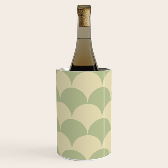 Soft green geometric scallop pattern Wine Chiller Gallery Image 3