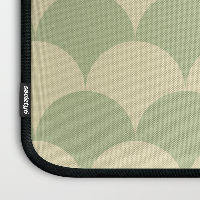 Soft green geometric scallop pattern Laptop Sleeve Gallery Image 3