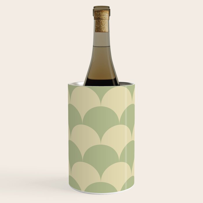 Soft green geometric scallop pattern Wine Chiller Gallery Image 1