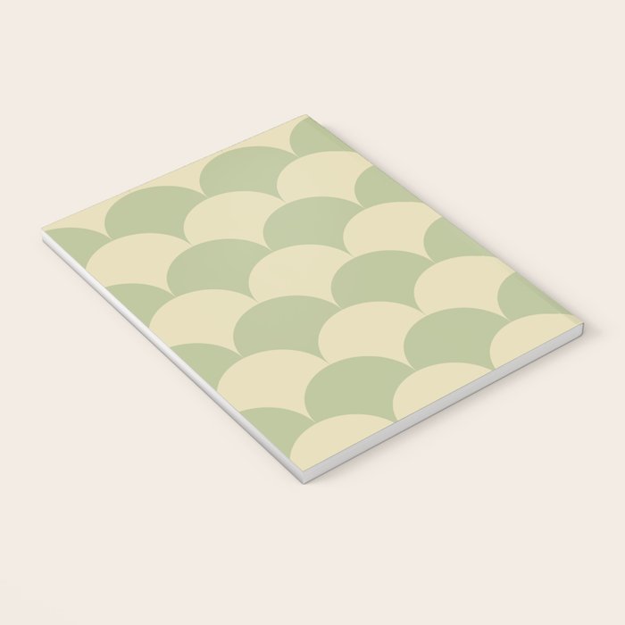 Soft green geometric scallop pattern Notebook Gallery Image 3
