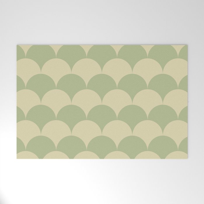 Soft green geometric scallop pattern Welcome Mat Gallery Image 1