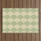 Soft green geometric scallop pattern Outdoor Rug Gallery Image 1