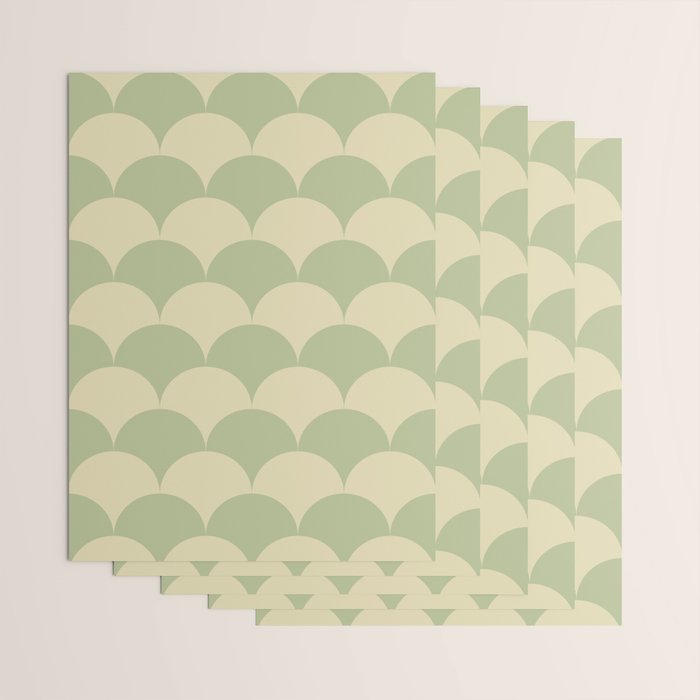 Soft green geometric scallop pattern Wrapping Paper Gallery Image 3