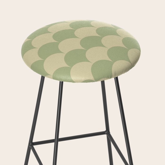 Soft green geometric scallop pattern Stool Gallery Image 2