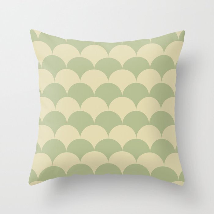 Soft green geometric scallop pattern Throw Pillow Gallery Image 6