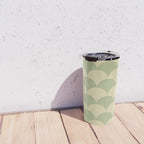 Soft green geometric scallop pattern Travel Mug Gallery Image 4