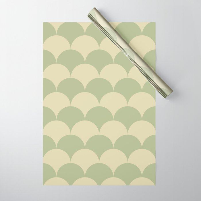 Soft green geometric scallop pattern Wrapping Paper Gallery Image 1