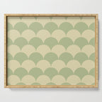 Soft green geometric scallop pattern Serving Tray Gallery Image 1