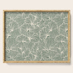 Decorative Nature Pattern, Sage Green and Ivory, Floral Prints Serving Tray Gallery Image 1
