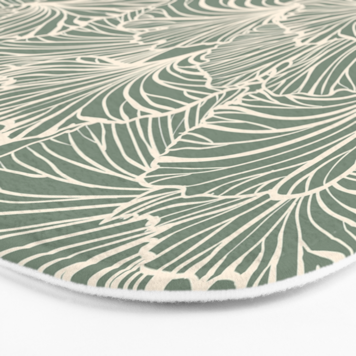 Decorative Nature Pattern, Sage Green and Ivory, Floral Prints Bath Mat Gallery Image 3