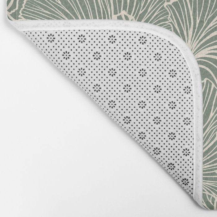 Decorative Nature Pattern, Sage Green and Ivory, Floral Prints Bath Mat Gallery Image 2