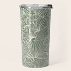 Decorative Nature Pattern, Sage Green and Ivory, Floral Prints Travel Mug Gallery Image 2