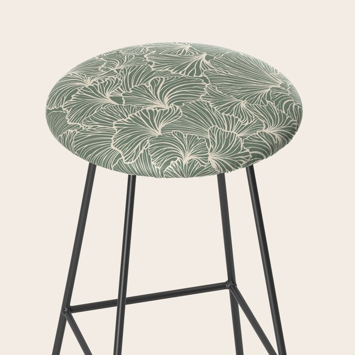 Decorative Nature Pattern, Sage Green and Ivory, Floral Prints Stool Gallery Image 2