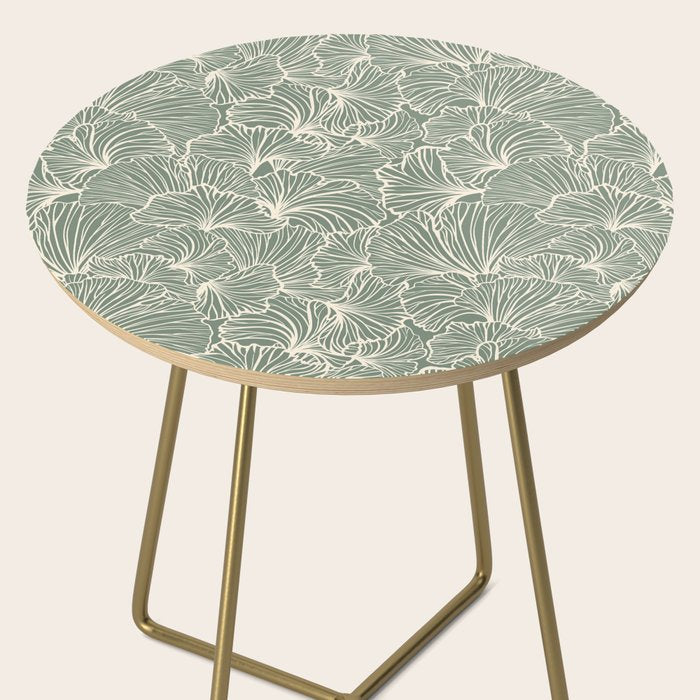 Decorative Nature Pattern, Sage Green and Ivory, Floral Prints Side Table Gallery Image 2
