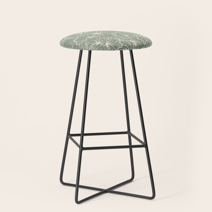 Decorative Nature Pattern, Sage Green and Ivory, Floral Prints Stool Gallery Image 1