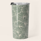 Decorative Nature Pattern, Sage Green and Ivory, Floral Prints Travel Mug Gallery Image 3