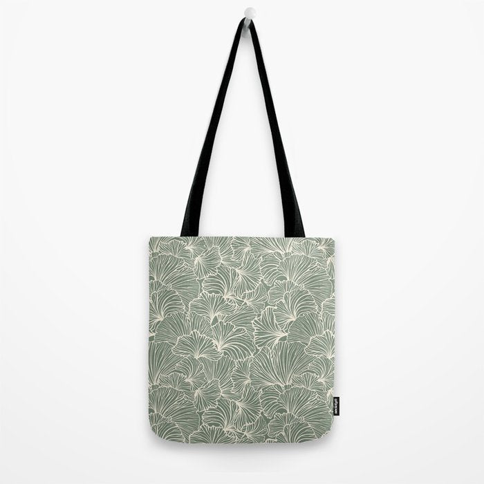 Decorative Nature Pattern, Sage Green and Ivory, Floral Prints Tote Bag Gallery Image 2