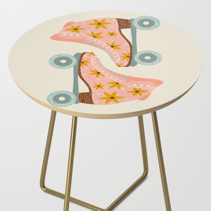 Retro Roller Skates - Blush & Mint Palette Side Table Gallery Image 2