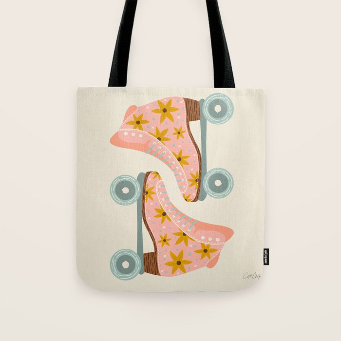 Retro Roller Skates - Blush & Mint Palette Tote Bag Gallery Image 1