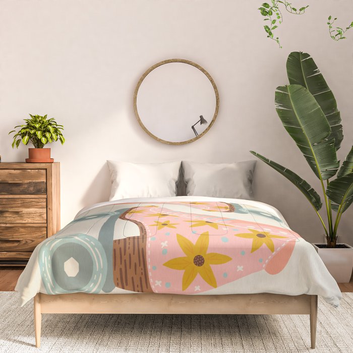 Retro Roller Skates - Blush & Mint Palette Comforter Gallery Image 3